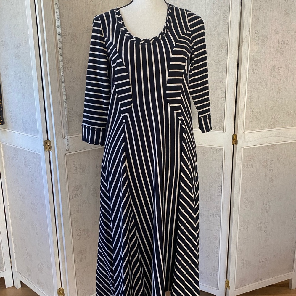 Anthropologie Saturday Sunday Black Striped Long Sleeve Dress